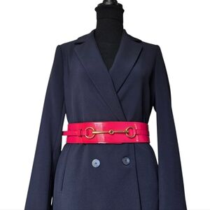 Gucci Pink Patent Leather Horsebit Wide Waist Belt Size 34 Style 317532